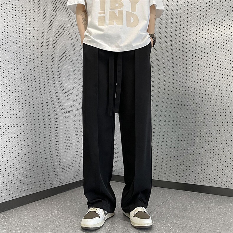 休闲西裤男韩版潮流纯色垂感松紧腰2023夏季ins宽松长裤K3932-P35图片