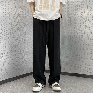 休闲西裤男韩版潮流纯色垂感松紧腰2023夏季ins宽松长裤K3932-P35图片