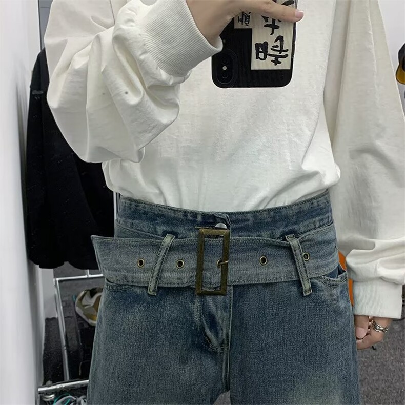 美式高街牛仔裤男韩版潮流个性帅2024冬季ins宽松长裤RK1272-P43,男装牛仔裤,星座412-2