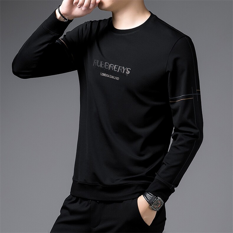 长袖卫衣男士上衣服春秋季新款中年休闲圆领套头纯色舒适保暖男装,男装卫衣,电商B212（原钱塘6029）