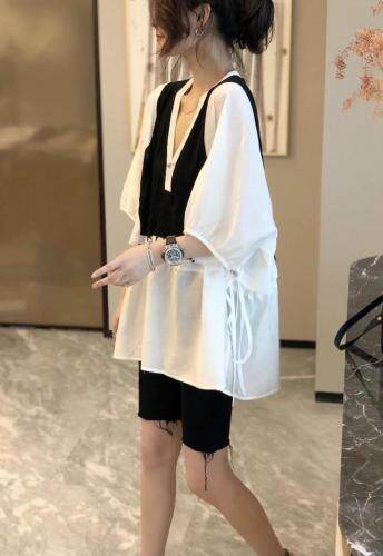 2021新款法式拼接小衫，女装，雪儿伊秀