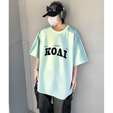 抖音得物品质二开240克宽松纯棉美式潮牌印花三条杠中性风短袖T恤，男装T恤，电商A486-1