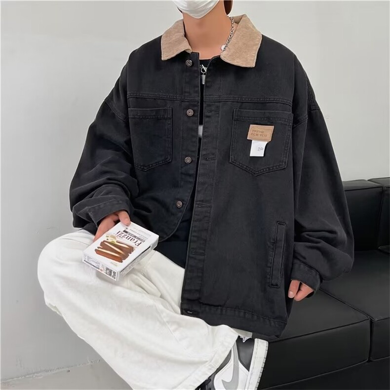 水洗牛仔外套男秋季复古潮流休闲宽松男生工装夹克JK08891-P60,男装夹克,星座308B-1