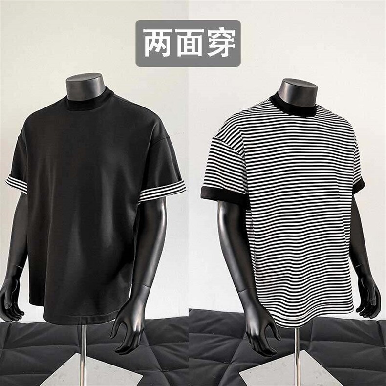 数据高品质双面穿纯棉高克重320克短袖上衣T0329-P70图片