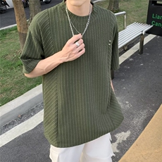 男士短袖t恤夏装垂感五分袖上衣小众潮牌宽松休闲体恤5005P38，男装T恤，星座410-2