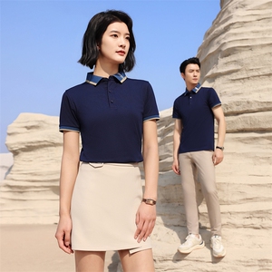 夏季冰丝团服工作服LOGO定制男女同款拼色POLO衫 广告衫LS664p35图片