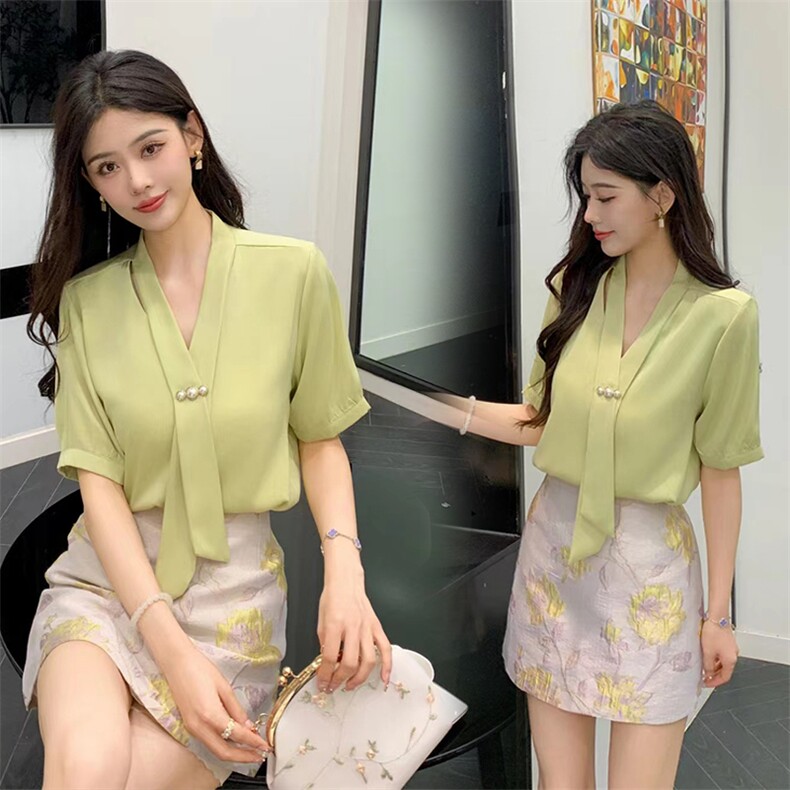 《现货新品》多色可选优雅复古C位气质衬衫短袖,女装衬衫,曼琳思菲