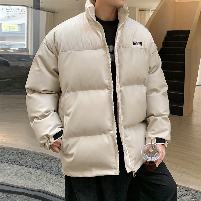 1港风酒店褶皱波纹拼PU皮棉衣男立领棉衣男外套8715P128控168,男装棉衣,星座226-2