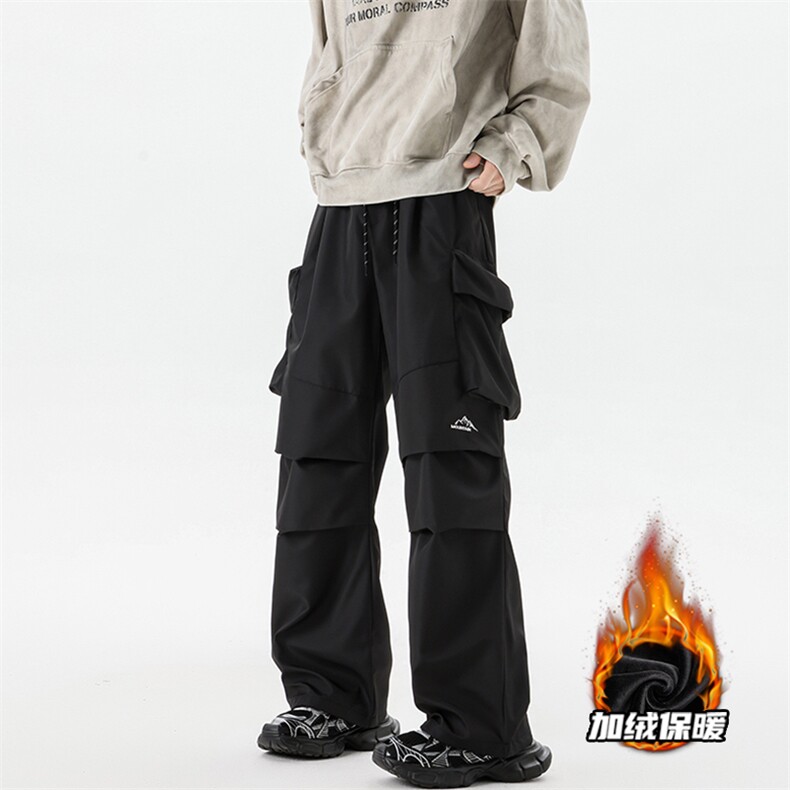 8XL-M美式机能加绒加厚冲锋裤男冬季宽松大码刺绣工装裤KZ020P50,男装工装外套,电商B312