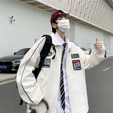 美式潮流运动夹克男秋季潮oversize百搭休闲情侣装W7875-P58，男装夹克，星座512-4