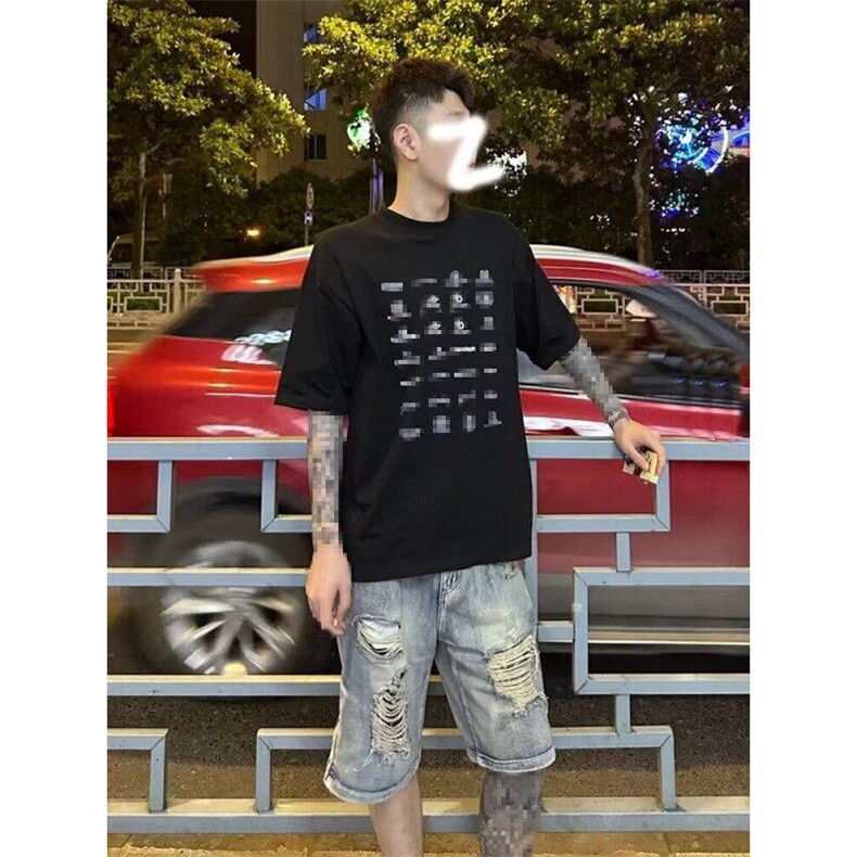 破洞牛仔短裤男夏季新款美式复古拉链设计直筒五分裤LY6466-P40,男装牛仔裤,星座1008