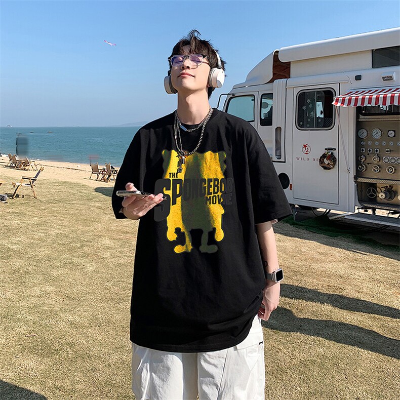 不断货纯棉重磅潮牌潮流青少年宽松圆领短袖T恤B219-Y209-P25,男装T恤,电商B219