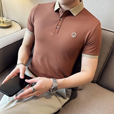 抖音高级感U字刺绣夏季短袖T恤翻领Polo衫半袖D342-T066特P40，男装T恤，电商D342