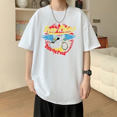 新款夏季男装纯棉短袖T恤落肩款印花时尚休闲宽松上衣，男装T恤，星座1013