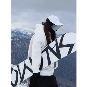 白色三防加绒卫衣over size男女室内滑雪卫衣807-3-WY101-P88图片