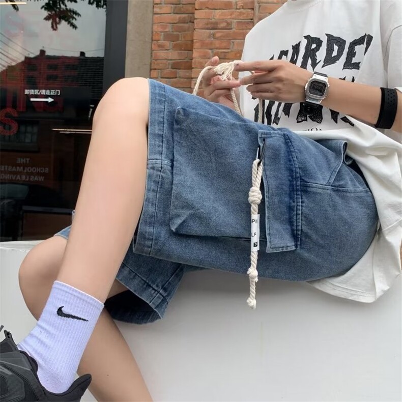 青春流行ins男直筒水洗牛仔短裤P38,男装牛仔裤,星座1116-2