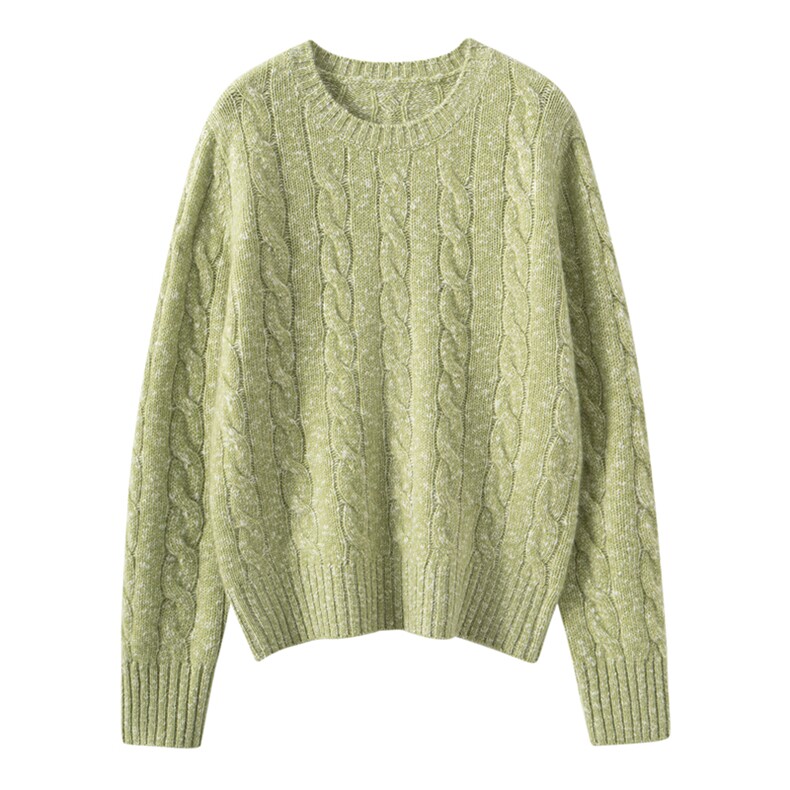 羊绒衫女100纯山羊绒针织衫2025秋冬新款宽松厚实长袖圆领套头衫，女装羊绒衫，萨奥羊绒