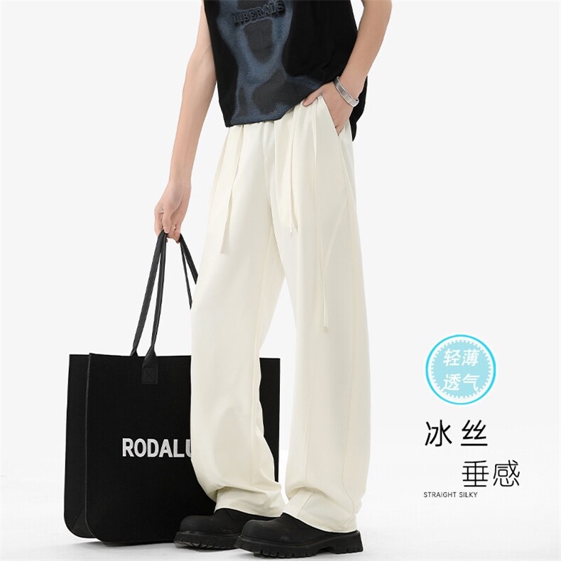 特批P28无差价夏季冰感冰丝拼接飘绳大码弯刀裤男休闲裤K5749B，男装休闲裤，电商A001