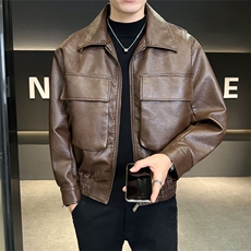 潮2025秋季新款皮衣男工装大口袋机车皮夹克外套B317/9801/P155，男装夹克，电商B317