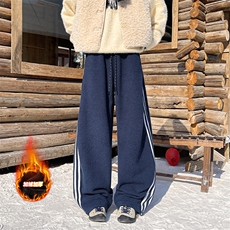 雪景400克美式条纹羊羔绒休闲裤男冬季加厚直筒裤子-A2362P48，男装休闲裤，电商B241