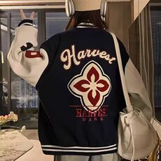设计感拼接PU皮棒球服女外套新款秋季2026加厚毛巾绣夹克宽松显瘦，男装夹克，星座715-4