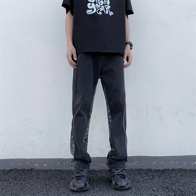 美式高街牛仔裤男韩版潮拼色个性2023秋冬新款ins长裤RK1006-P43,男装牛仔裤,星座412-3