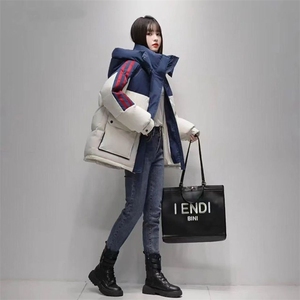 羽绒棉服女2024年冬季新款短款撞色条纹连帽时尚百搭保暖外图片