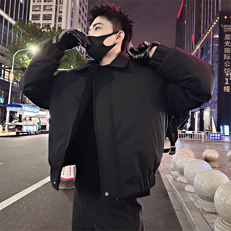 B38/P128控168冬季男士行政棉服高级感简约加厚袄子翻领棉衣黑首1,男装棉衣,星座305B