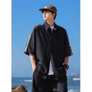 1小熊短袖衬衫男+短裤大码情侣套装92%聚酯纤维8%氨纶TZ77058P70图片