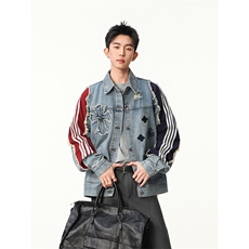 水洗牛仔外套男款春季美式痞帅上衣服宽松休闲工装夹克JK1317-P98，男装工装外套，星座1103-3