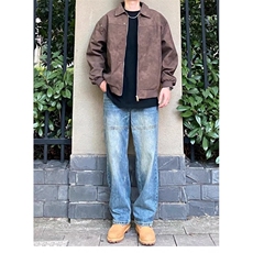 拼接牛仔裤男宽松直筒水洗重磅阔腿牛仔裤1001-1-XK897-P52，男装牛仔裤，星座1001-1