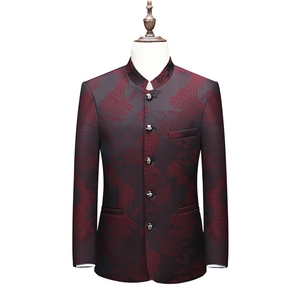 新款高品质中山装西服外套男士中年风新中式休闲西服唐装图片