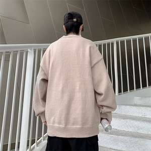 美式街头设计感圆领毛衣男慵懒风休闲针织衫M1822P40图片