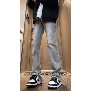 烟灰色牛仔裤秋冬款男生穿搭高级感长裤子K906-P53加绒58图片