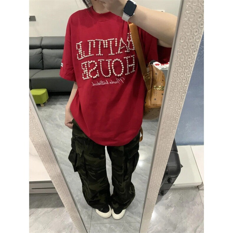 DXT77LL-P42美式复古珍珠短袖t恤男高级感痞帅半袖,男装T恤,星座1007（原301D）
