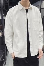 大码衬衫男宽松长袖纯色休闲衬衣202-7-GC15，男装衬衫，星座1302