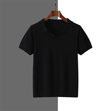 夏季新款简约莱塞尔海鸥领短袖男宽松百搭显瘦时尚休闲上衣，男装T恤，牧绒家园