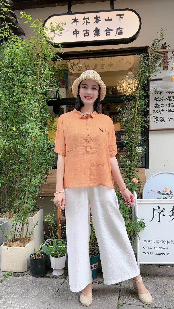 纯苎连衣裙小衫裤子裙子衬衣 时尚风 风淑女风休闲风，女装连衣裙，川哲