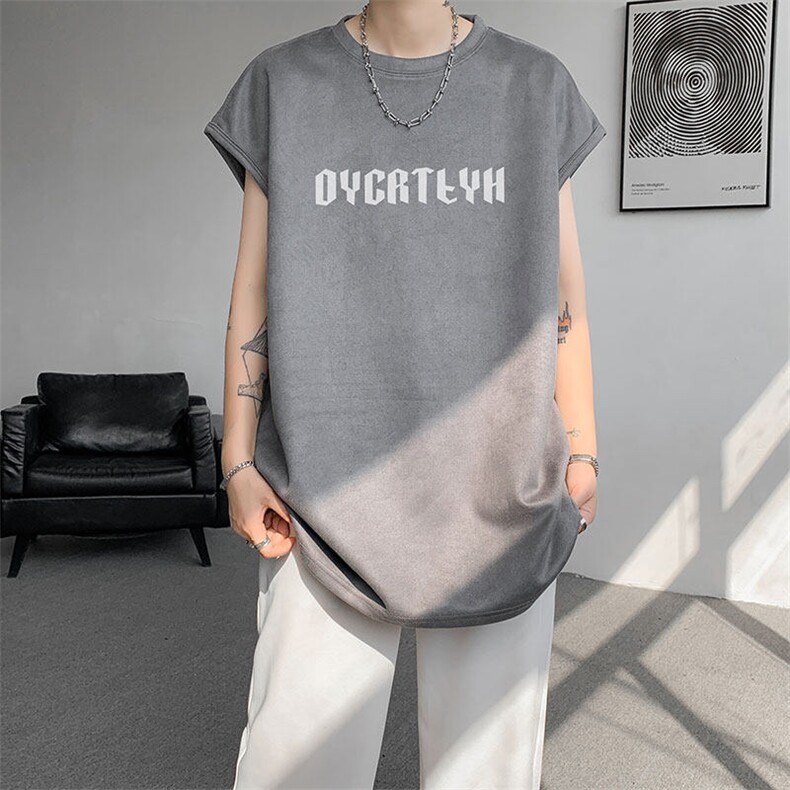 短袖背心男夏季新款港风宽松鹿皮绒圆领套头大码坎肩T9933-P19，男装背心/马甲，星座214-3