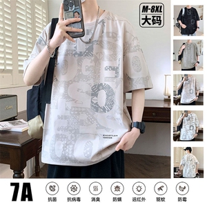 7A抗菌夏季大码潮流时尚动漫印花男士短袖图片