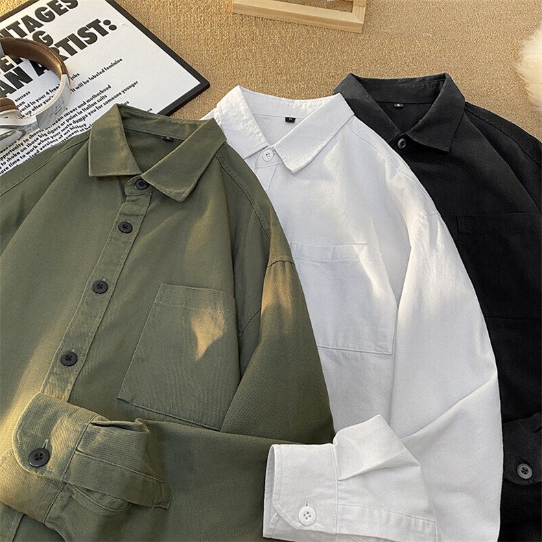 25年春季纯棉衬衫长袖大码宽松落肩现货DS-C323-1-2213-特批40，男装衬衫，电商C323-1