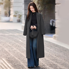 现货手工缝制冬保暖新款时尚可拆卸帽子双面呢大衣送腰带帽子，女装双面呢大衣，美静678