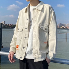 水洗牛仔外套男春季新款宽松潮流休闲上衣男士翻领工装夹克潮，男装工装外套，星座1210-1