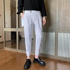 冰丝休闲裤潮流韩版九分裤白色裤子潮牌男夏季薄款西裤，男装西裤，星座410-6（原星座1304-1）