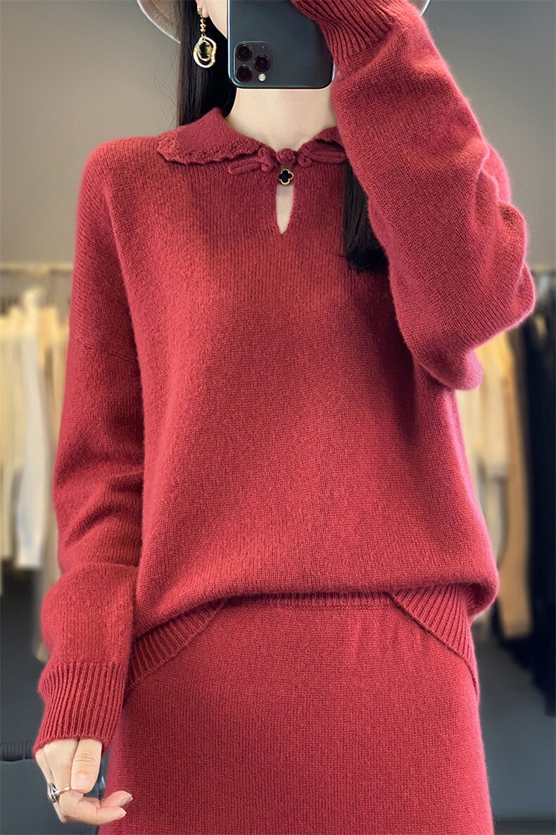 秋冬显瘦毛衣女宽松休闲打底针织钩花羊毛衫上衣,女装羊毛衫,江南羊绒