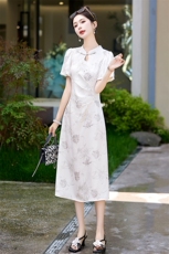 2024年夏季新中式改良旗袍连衣裙新款高级感收腰气质，女装连衣裙，蓝诺裳