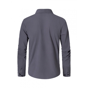 2026春季新款欧美男士休闲纯色翻领衬衫大码宽松上衣潮Men Shirts图片
