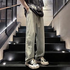 2024牛仔裤男女同款抽绳美式设计感休闲裤N03p45，男装牛仔裤，电商D315