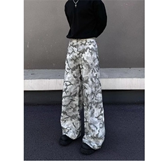 8063-P58美式复古迷彩口袋工装裤女2025春夏新款宽松微喇，男装工装外套，电商B323A