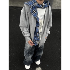 【有货】假两件格子拼接卫衣男款设计感连帽开衫外套JL97LL-特P68，男装卫衣，星座1007（原301D）